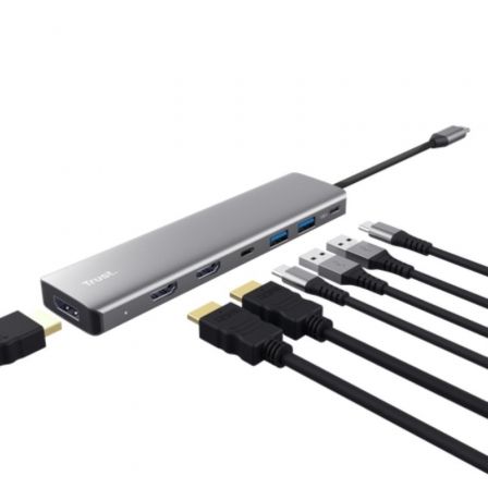 Trust 25661 Docking Station USB Tipo-C 7 en 1 | 2x USB, 2x HDMI 4K, 1x DisplayPort, 1x USB Tipo-C PD, Gris Trust 25661 Docking Station USB Tipo-C 7 en 1 | 2x USB, 2x HDMI 4K, 1x DisplayPort, 1x USB Tipo-C PD, Gris